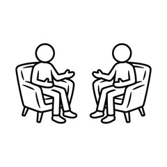 Two people sitting in chairs talking and gesturing