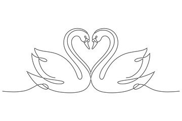 line drawing of two swan showing love symbol