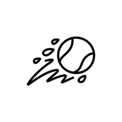 Hand drawn tennis ball with motion lines and speed effect