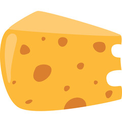 A Wedge of Yellow Cheese with Numerous Brown Holes and a Transparent Background
