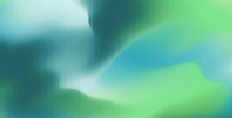Abstract background with glossy light green liquid gradient with striped effect. Wavy striped glass refraction.