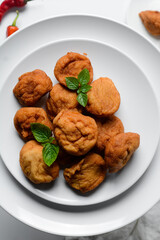 Overhead view of Akara bean cake, top view of nigerian akara fried beans cake