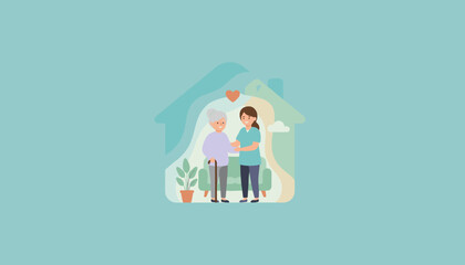 Elderly woman receiving supportive home care from a kind nurse Healthcare service