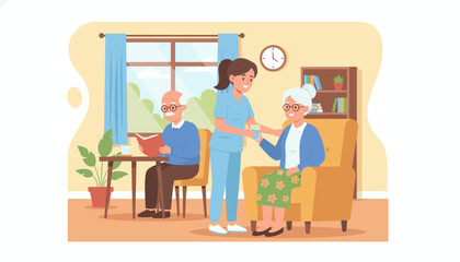Professional caregiver helps senior woman in a comfortable home setting compassionate elderly care