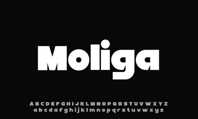 Moliga DEMO Regular vector font alphabet with numbers