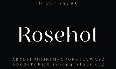 Rosehot free version Regular vector font alphabet with numbers