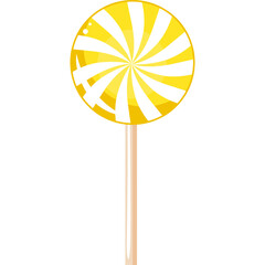 A Yellow And White Swirl Lollipop On A Transparent Background