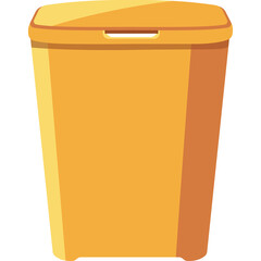 A Yellow Plastic Trash Can With A Lid And Handle On A Transparent Background Isolated Clean Modern Design For Household Waste Management And Recycling