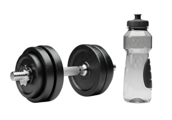 Dumbbell with water bottle for fitness and healthy lifestyle concept