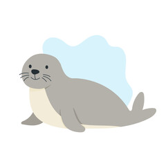 Bearded seal known as lahtak rests on ice, seal relaxes peacefully in cold environment, seal represents balance and calm energy of arctic marine life with soft resilience and charm.