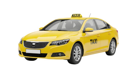 Yellow taxi car transparent background cutout png