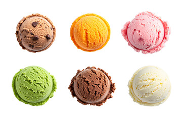 ice cream dessert isolated on a transparent white background. Top view