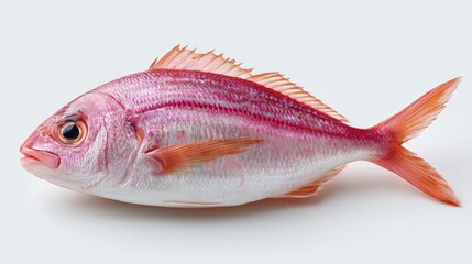 Obraz premium Studio Photograph of a Whole Raw Red Snapper Fish With Lean Body and Intact Fins Against a Clean White Background