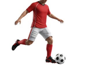 Soccer player in action about to kick the soccer ball