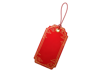 Red luggage tag with blank insert isolated on transparent background