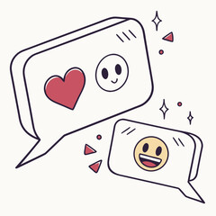 Speech bubbles with heart and smiley
