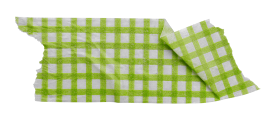 green patterned sticker paper tape isolated on transparent background