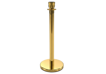 Polished brass stanchion queue barrier isolated on transparent background