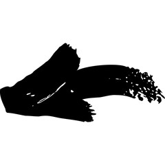 Abstract Black Arrow Shape with Textured Brush Stroke Detail on White Background Representing Directional Movement and Artistic Expression