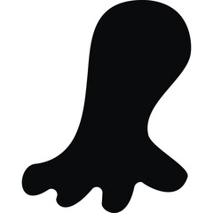 Abstract black blob shape with multiple appendages on a transparent background representing a conceptual entity or amorphous form in a minimalist style