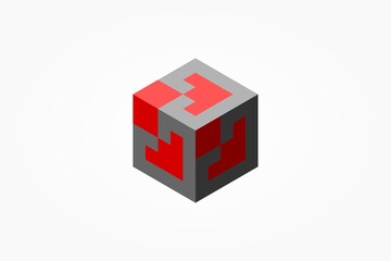 3d red cube 