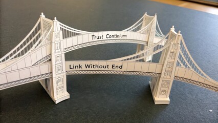 Paper model of creative bridge concept representing trust and connection for business collaboration and endless networking opportunities