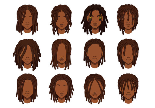 Diverse Hairstyles An Illustration of Locs and Braids for African American Hair
