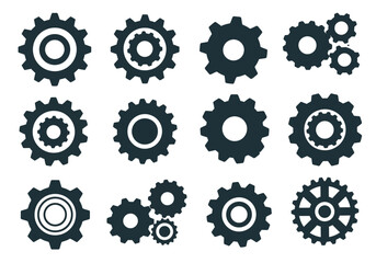 Collection of Gear Icons A Mechanical and Engineering Themed Set