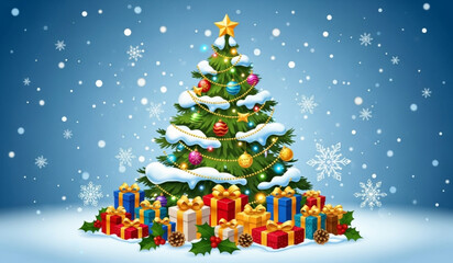 christmas tree with snowflakes