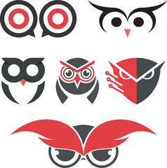 Black owl vector illustration, minimalist owl silhouette design, abstract bird graphic for logo and print