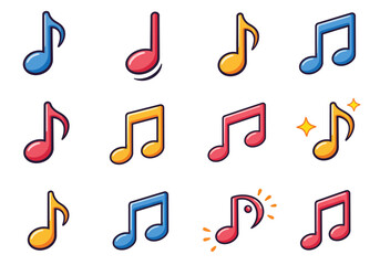 Colorful Musical Notes A Vibrant Collection of Rhythmic Symbols