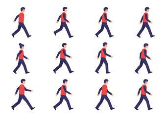Walking Man Animation Frames Seamless Loop for Graphic Design Projects