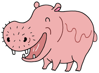 動物キャラクターイラスト - カバ・巨獣・野生動物