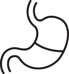 Minimalist Human Stomach Icon – Black and White Digestive System Line Art for Medical, Educational, and Anatomy Use