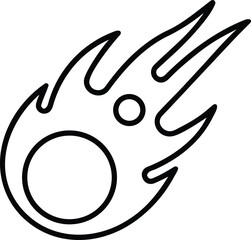 Stylized Meteor Vector Icon – Bold Celestial Comet Illustration with Flame Trails for Space, Science, and Astronomy Themes