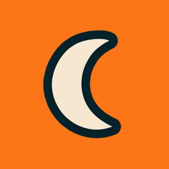 Simple Outline Crescent Moon Shape with Thick Stroke Illustration Design