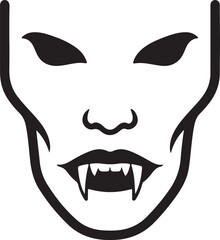 Minimalist Vampire Face Icon – Horror, Halloween, Gothic, Scary Character Silhouette for Dark Themes