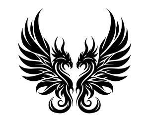 angel wings icon, silhouette style image, isolated icon on white background, type 3
