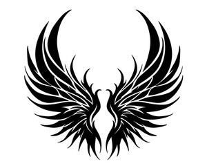 angel wings icon, silhouette style image, isolated icon on white background, type 4
