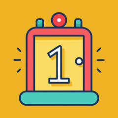 Stylized cartoon illustration of a calendar with the number one prominently displayed