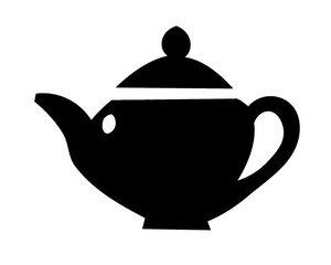 teapot silhouette, icon isolated on white background, style 4
