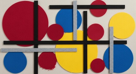 Abstract geometric art circles and lines modern design colorful minimalist composition artistic expression