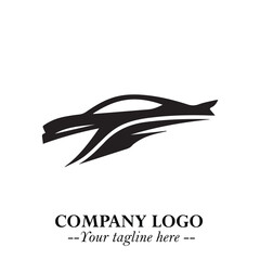 Car Running Fast Logo Symbol in Black on the White Background with Dynamic Speed Design