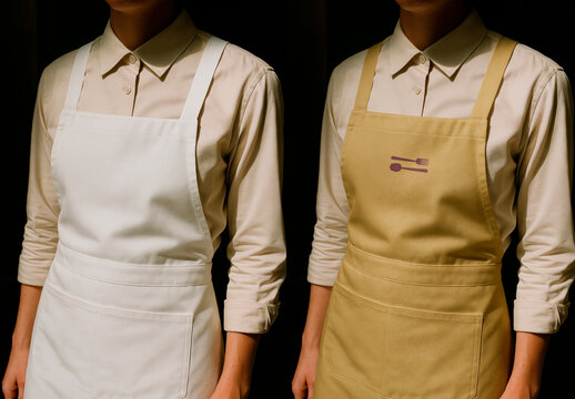 Dual Aprons Mockup For Culinary Professionals Psd