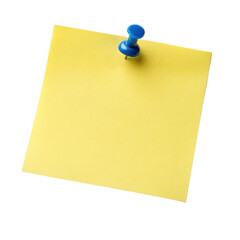 Yellow sticky note blue push pin png memo note png adhesive paper png post it png reminder pin png office note png sticky paper png transparent background image
