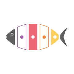 Pink fish infographic vector with vertical divisions, ideal for business infographics, diagrams, and creative reports.