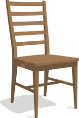 Wooden chair, ladder-back design, furniture illustration, interior decor, classic seating, hardwood chair, shadow detail, rustic style, home furnishing, stability