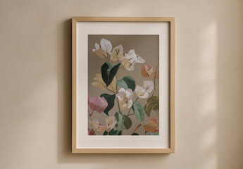 Elegant Floral Art Print Mockup Psd