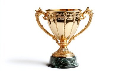 An elegant trophy signifies victory. A gold award symbolizes achievement. Recognition and success manifest in this opulent prize. Championship honor, metallic texture, ideal for winning showcase.
