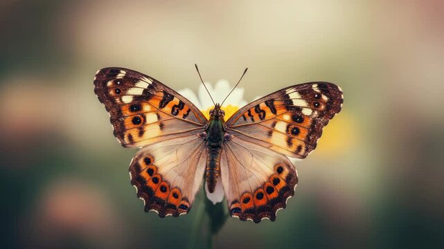 Butterfly on flower close up nature scene